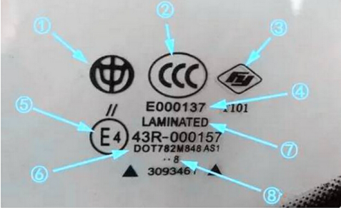 汽车玻璃上的标志与ECE认证、DOT认证的关系